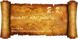 Roskó Kálmán névjegykártya